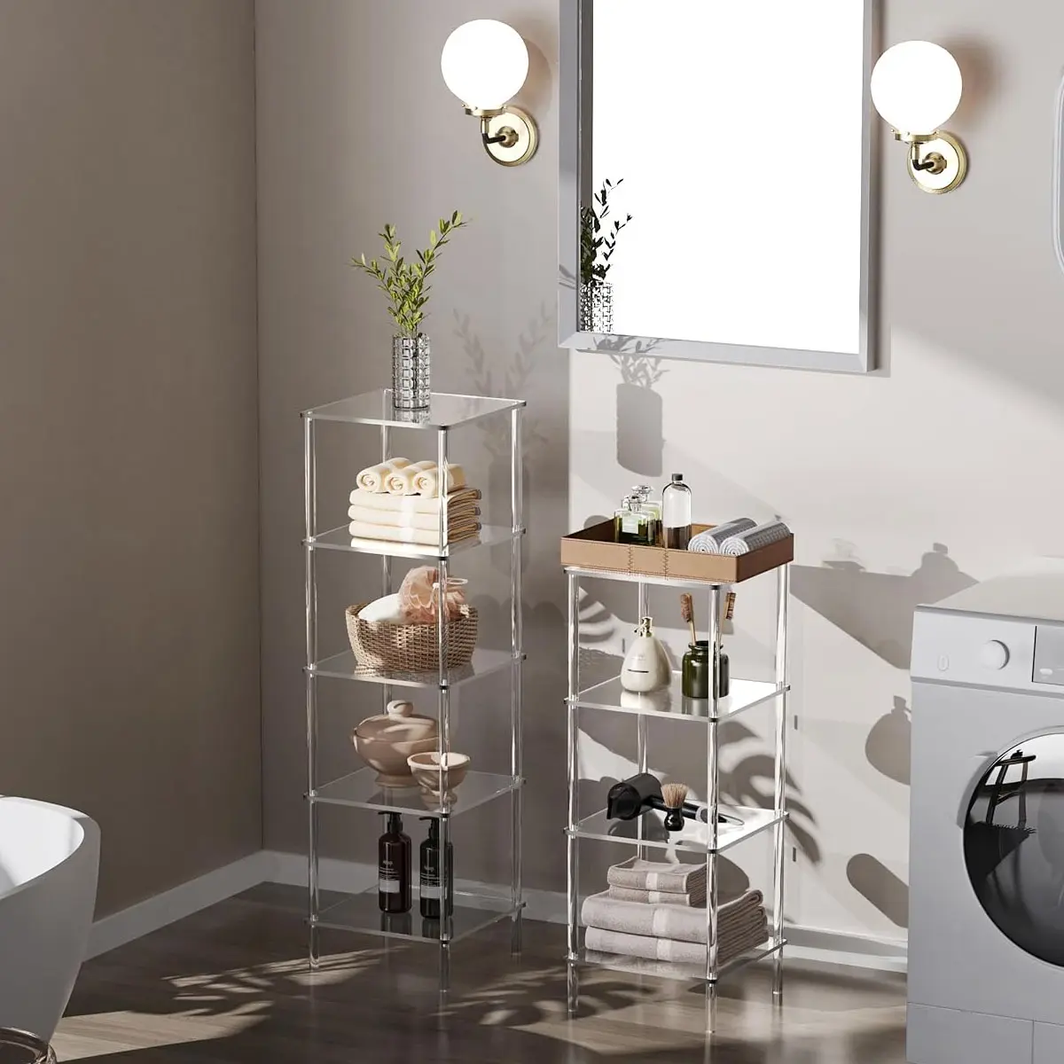 Mensola Angolare A Muro In Legno 3 Livelli, Design Moderno Noce, Per Soggiorno E Camera Da Letto, Facile Da Montare