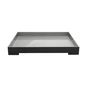 Kalista Metallic Decorative Tray — Silver + Navy