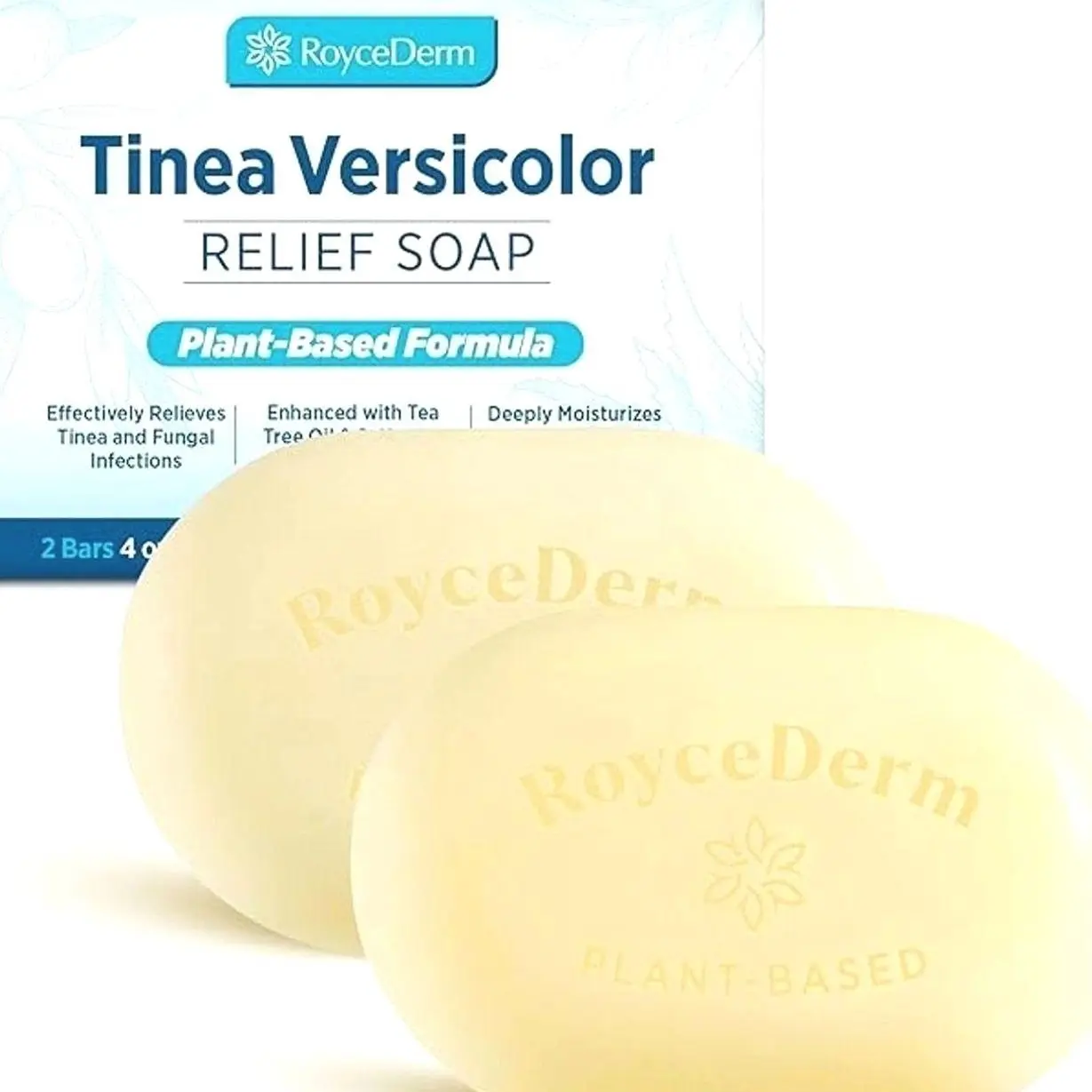 Roycederm Tinea Versicolor Relief Soap: Tea Tree Oil & Sulfur Cleansing Bar, Soothes Irritation, Hydrates & Supports Skin Health