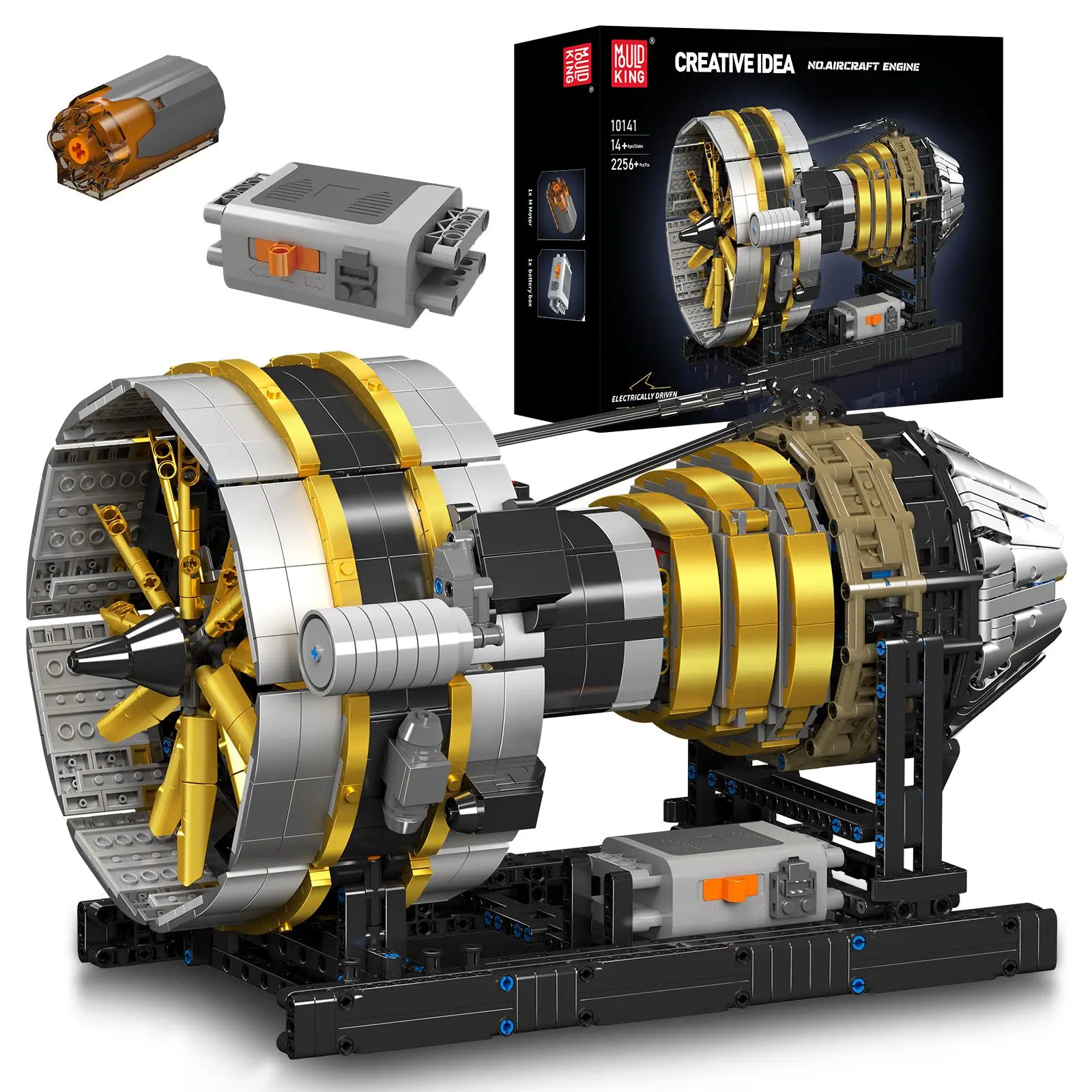 Mould King 10141 Functional Aircraft Engine Rocket Electric Motor Stem Construction Building Block Set, 2256-Piece Toy Gift for Adults & Boys, Stem Construction Set