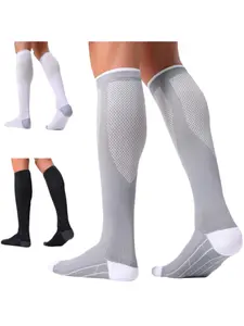 3 Pairs Compression Socks for Women and Men, 20-30mmhg Circulation Support, Ideal for Travel & Daily Wear, Comfortable Fit