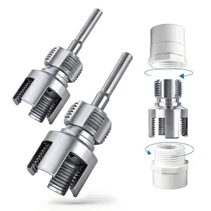 PVC Pipe Threader, 2PCS Integrated Internal & External Pipe Threading Tool with 1/2" & 3/4", Pipe Thread Cutting Tool, Dual-Function Plastic & PVC Threading Tool