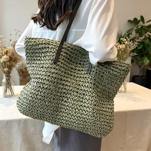 Large-capacity Woven Beach Bag 2026 Spring/Summer New Style Versatile Commuter Straw Tote Bag for Everyday Use Durable Woven Material Lightweight & Spacious