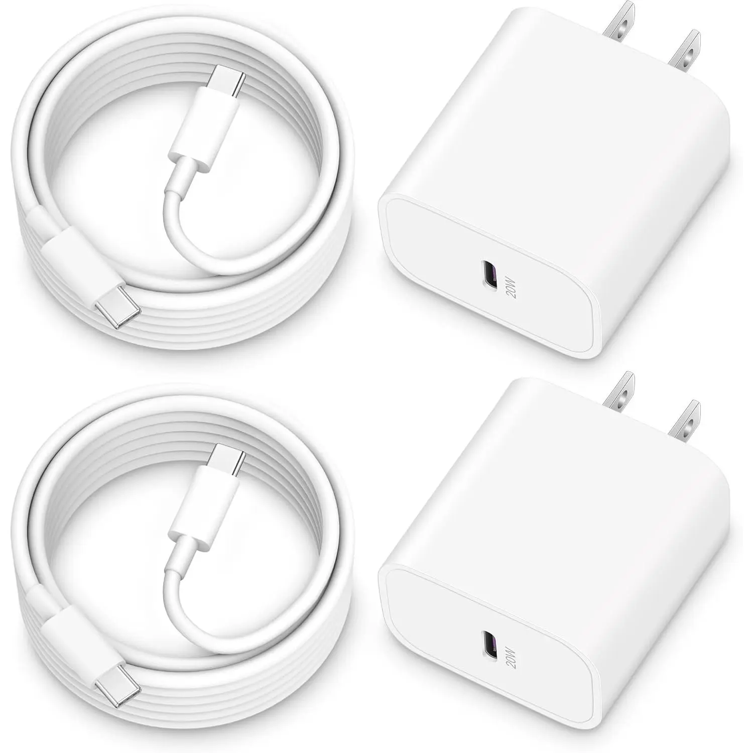 [2025 Upgraded] iPhone 16e/16 Pro Charger, 2-Pack 20W USB C Fast Wall Charger Block with 60W 6FT USB C Charging Cable Cord for iPhone 16/16 Pro Max/16 Plus/16e/15/15 Pro/15 Pro Max, iPad Power Adapter