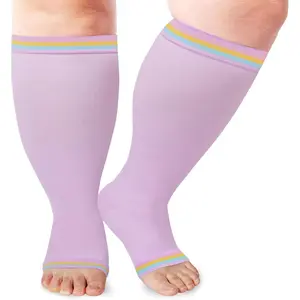 Open Toe Plus Size Compression Socks for Women & Men 15-20 mmhg Toeless Wide Calf Compression Support Knee High Socks Womenswear Comfort