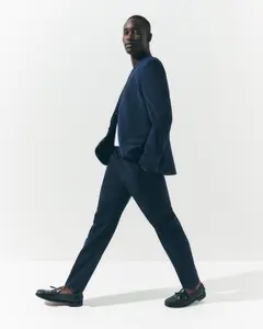 Express Classic Navy Wool-Blend Washable Modern Tech Suit Pants