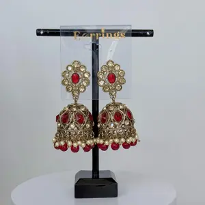 Bollywood/Desi Lightweight Rhea Jhumka Earrings with Pearl Accents for Festive Wear Intricate Floral Top Classic Dome Shape Pearl Style Drops