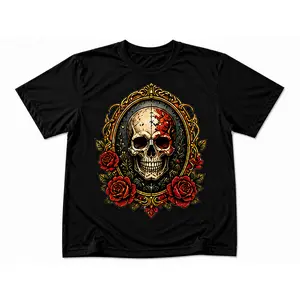 Vintage Skull Rose Graphic T-Shirt for Men Women| Gothic Floral Aesthetic Tee| Dark Tattoo Style Unisex Shirt