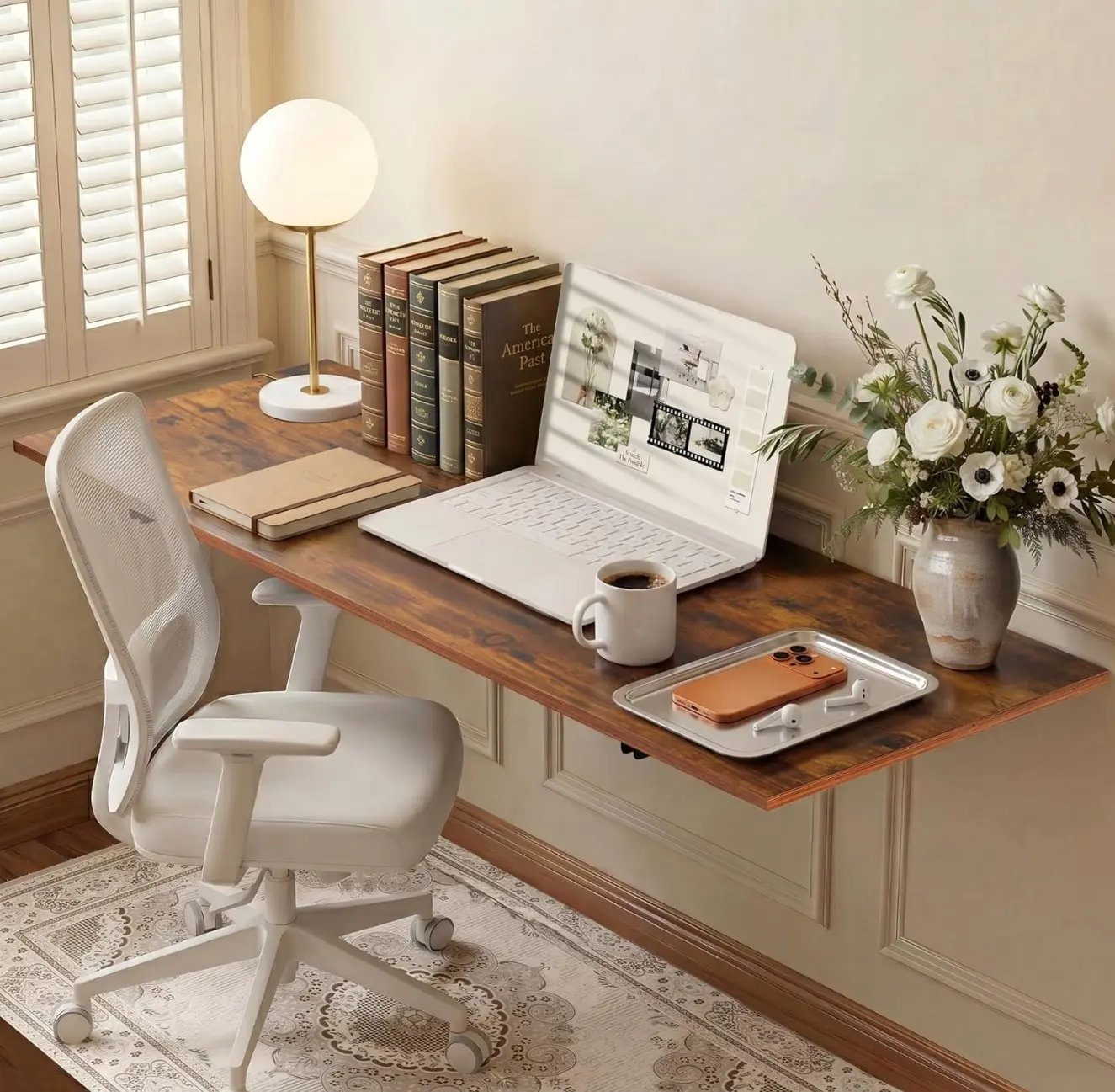 GOYLSER Wall Mounted Folding Table for Office, Rustic Brown Fold Down Desk Laundry Folding Table Wall Mounted for Laundry Room/Home Kitchen, Length 47" Width 20.5" Rock Wood