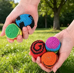 Random 1/6/12PCS Crochet Juggling Balls | Soft Knitted Sandbag Kick Sack for Kids, Boost Hand-Eye Coordination & Sensory Development, Fun Indoor & Outdoor Activity Toy