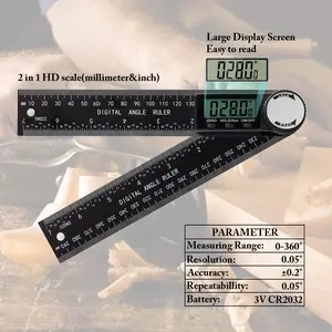 Digital Angle Finder Protractor, 2 In 1 Angle Finder Ruler With 7 Inch/200mm, Angle Measuring Tool For Woodworking/Construction/DIY Measurement