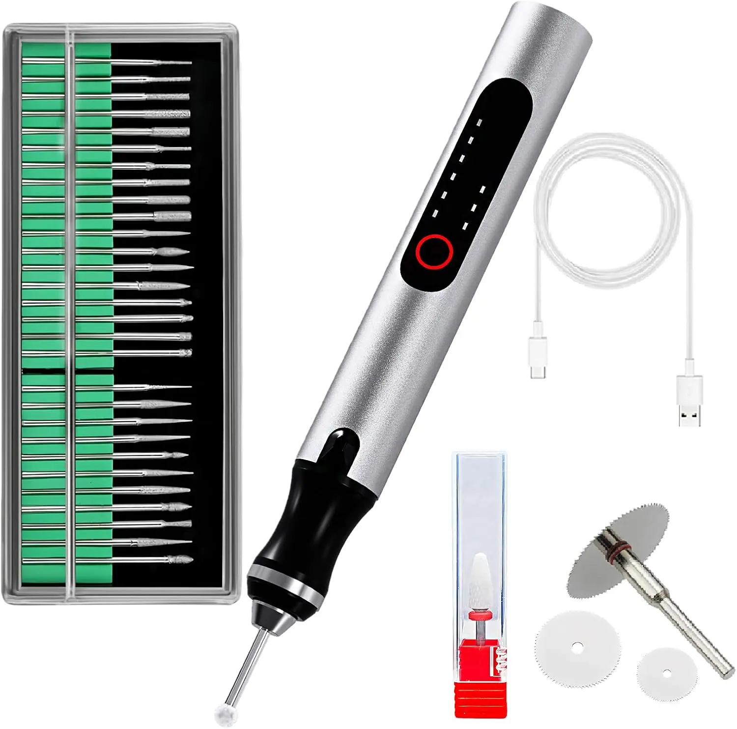 Wireless Engraving Pen Kit - Precision Tool for Artists & DIY | Engrave Jade, Wood, Metal, Polish Phone Chips | Smooth & Powerful with,engraver wood carving tool engraving machine！ (Silver + Black)