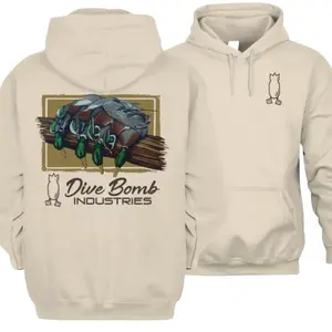 Dive Bomb Industries  – Hunting Style Graphic Pullover for , Unisex Outdoor Waterfowl Duck Hunting Sweatshirt, Cozy Cotton , Casual Streetwear Hunters,  Gift for Hunting Fans  uniform urban apparel hoodie california outfit designer clothing men