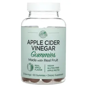 Country Farms Apple Cider Vinegar Gummies, Real Apple, 60 Gummies (250 mg per Gummy)