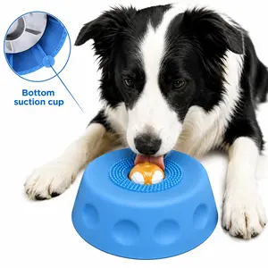 IYPET Dog Liquid Slow Feeder,Lick Bowl with Ball ,Oral Hygiene & Tongue Cleaning,8 Suction Cups,No Mess Liquid Treat Enrichment Bowl for Dogs