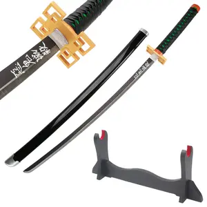 41 inches Not Sharp Real Demon Slayer Cosplay Sword Tokitou Muichirou Samurai Katana with Wooden Holder Stand Display for Anime Fans Halloween Role Playing Props Cosplay Collection Christmas Gift Birthday