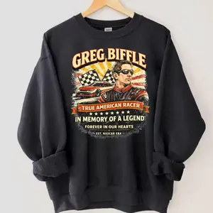 [Sale off up tp 40%] Greg Biffle Tribute Sweatshirt, NASCAR Racing Legend Memorial Hoodie, Vintage Racing Shirt, True American Racer Fan Gift