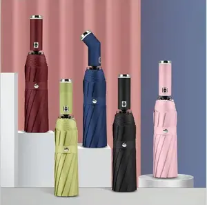 LED Flashlight Automatic Folding Umbrella with 180° Rotating Handle – Windproof Compact Travel Umbrella with UV Protection for Sun and Rain