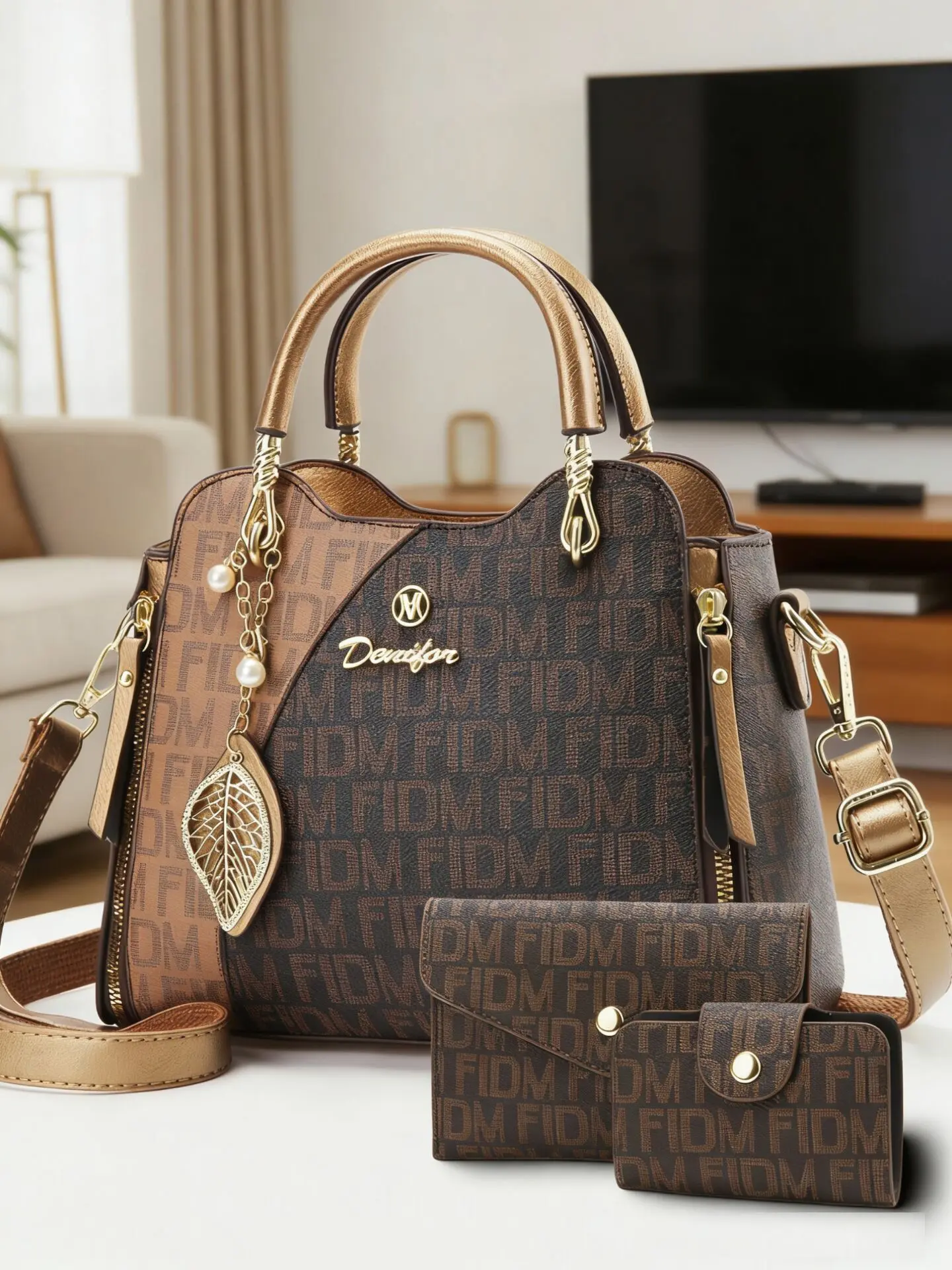 Women's Fashion Print Three-Piece Bag Set, Handbag, Crossbody Bag, Shoulder Clutch, Fashionable Versatile Purse, Casual PU Material, All Seasons