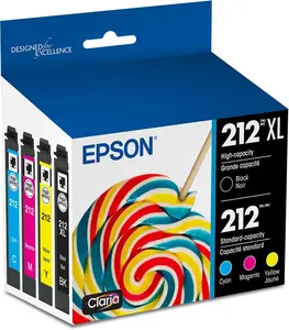 Epson 212 Claria Ink High Capacity Black & Standard Color Cartridge Combo Pack (T212XL-BCS) - Works with Workforce WF-2830, WF-2850, Expression XP-4100, XP-4105