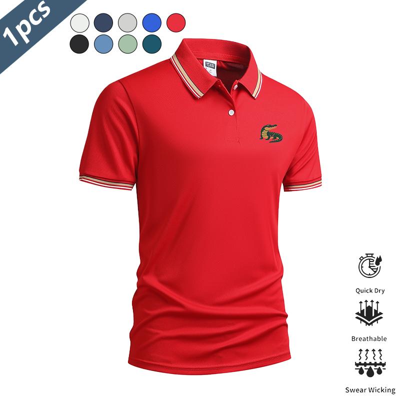 Men’s 5-pack alligator print polo shirts—lightweight, quick-drying, breathable summer short-sleeve collared T-shirts for business casual wear. Suitable for commuting, everyday wear, and light business outfits; pairs well with dress pants and casual trouse Men’s 5-pack alligator print polo shirts—lightweight, quick-drying, breathable summer short-sleeve collared T-shirts for business casual wear. Suitable for commuting, everyday wear, and light business outfits; pairs well with dress pants and casual trouse