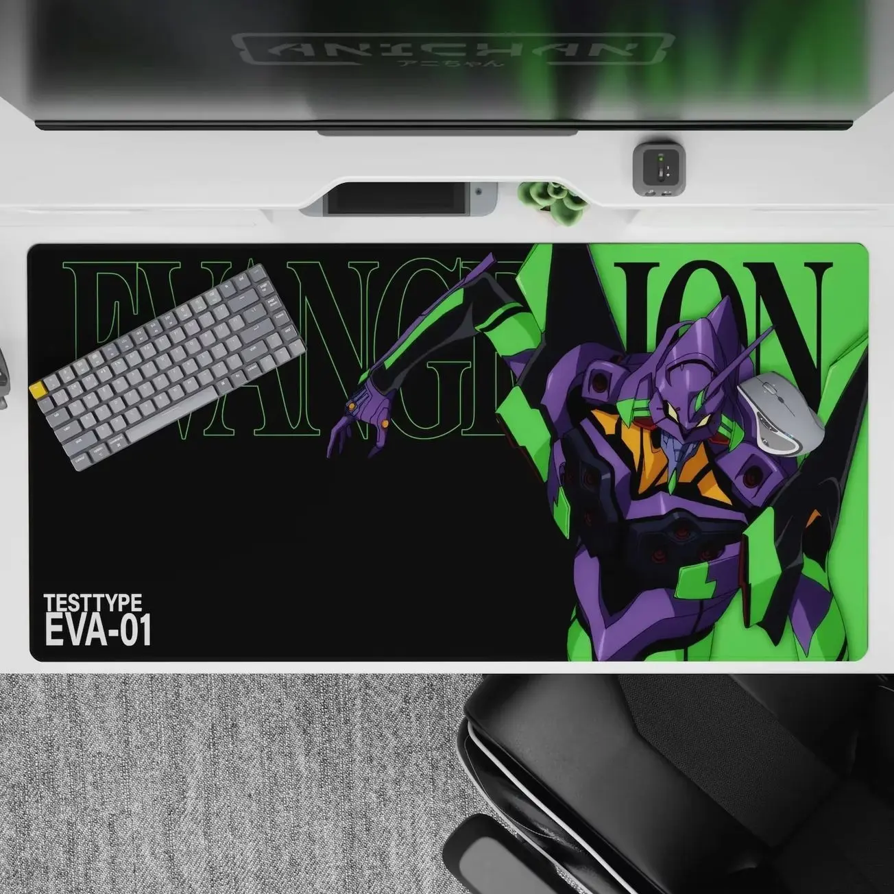 Evangelion - Anime Mouse Pad and Desk Pad - Neon EVA-01 Impact