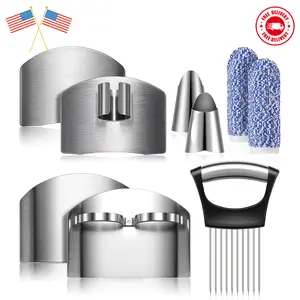 9 Pieces Finger Guard for Cutting Vegetables, Stainless Steel Finger Protector