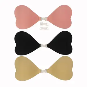 Women's Cotton Seamless Heart Chest Sticker Bra - Breathable Push-Up Small Chest Enhancer, Smooth Beach Swimming Underwear Accessory