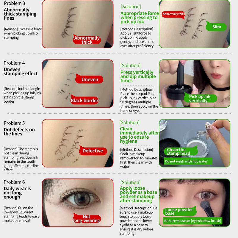 [Valentine Exclusive] Lower Eyelash Stamp 11-Piece Makeup Set – Glue-Free Long-Lasting Smudge-Proof, Water-Proof Ink, Eyeliner-Like Finish, Compact Design, Easy Application for Natural Look, Beginner Essential Cosmetics