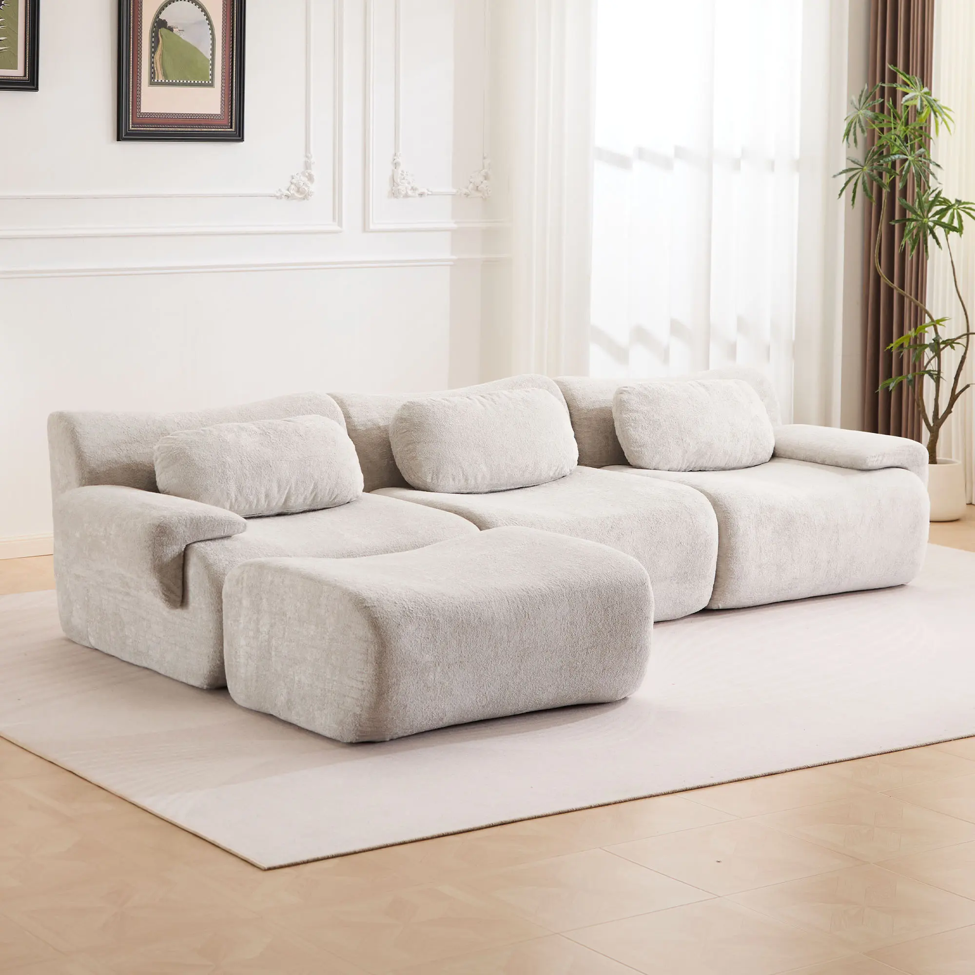 Light Grey - 3 Seater + 1 Ottoman (113.9“)