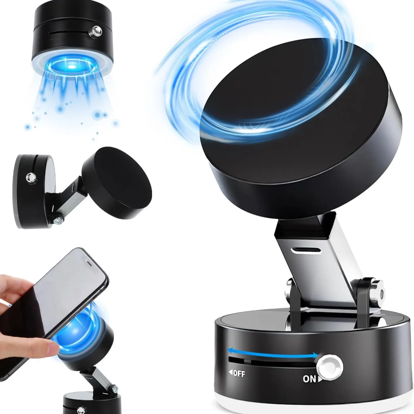 Upgrade Vacuum Magnetic Phone Holder, 360° Adjustable Car Mount, Hands-Free Car Phone Stand, Fits iPhone & Android, Durable Car Accessory, Car Phone Holders, Vacuum Suction Phone Holder, Smartphone Holder, Phone Holder For Car