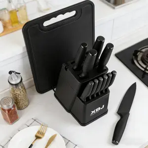 2025 Kitchen Knife Set, 15 piece set of stainless steel knives with sharpening rod, ergonomic handle, kitchen premium steak  set, Black Friday Christmas kitchen gift Block  Utensils knife Set with Block Self-Sharpening mad made blades
