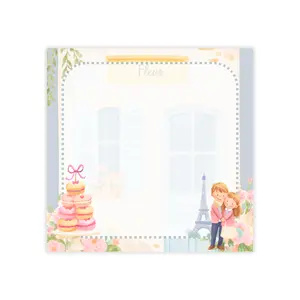 Paris Romance Post-it Note Pads – Cute Couple & Macaron Desk Sticky Notes