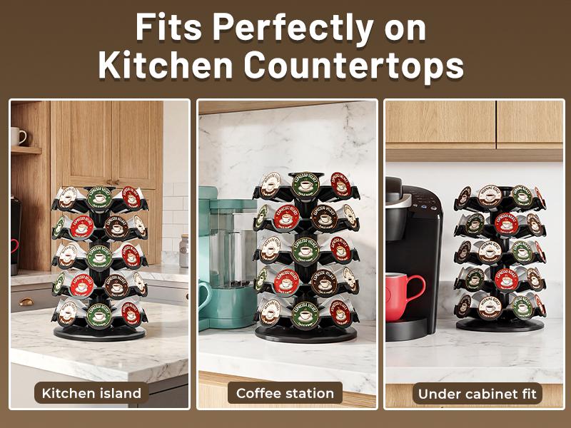 EVERIE Coffee Pod Storage Carousel Holder Organizer Compatible with 40 Keurig K-Cup Pods for Coffee Bar Kitchen Countertop