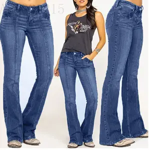 Women's low-rise ripped flared jeans