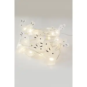 Perfect Holiday 20 LED White Bunny Fairy Lights Battery Operated Decorative String Lights