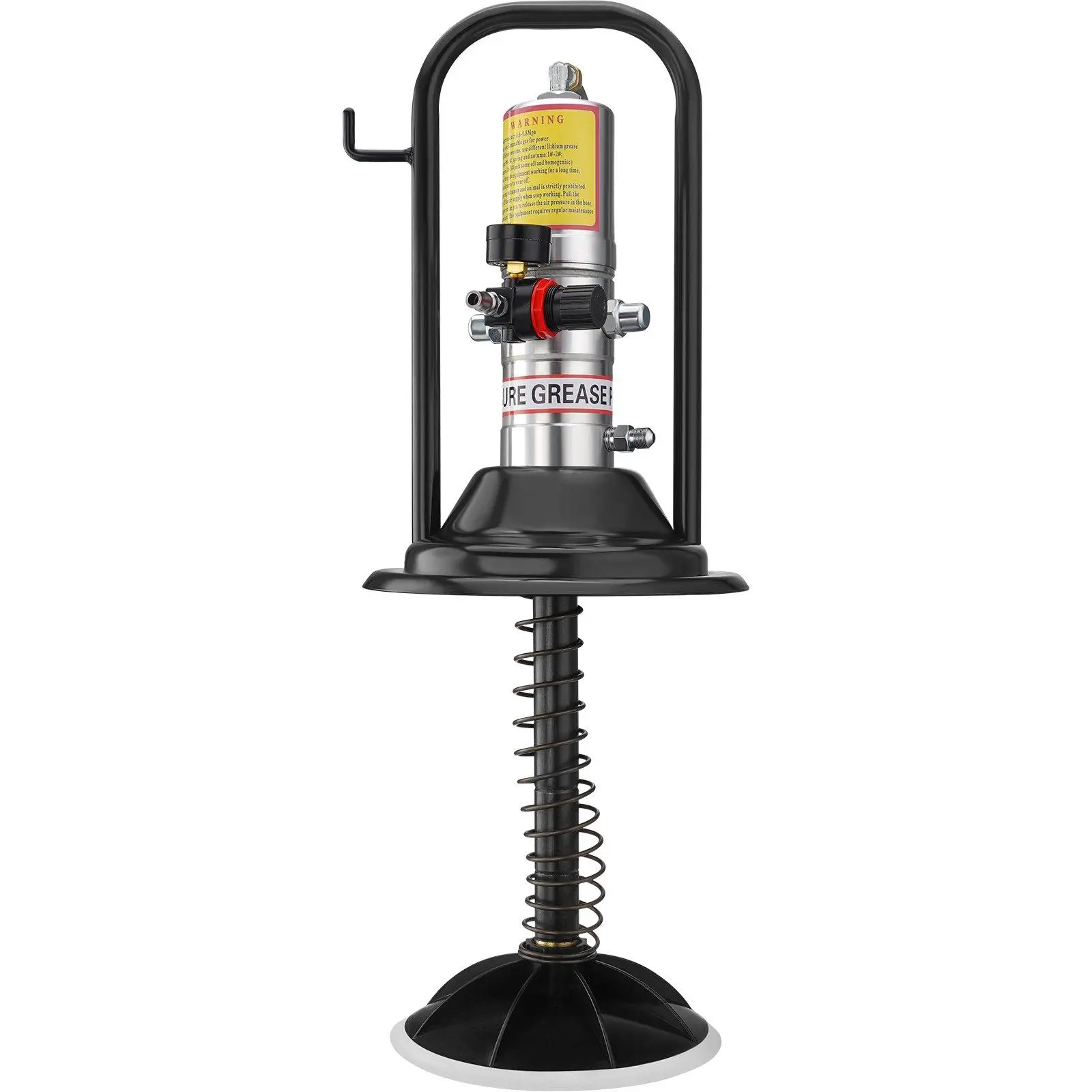 Grease Pump, 50:1 Pressure Ratio Air Operated Grease Pump with 13 ft High Pressure Hose and Grease Gun, Pneumatic Grease Pump with Barrel Cap, Portable Lubrication Grease Pump 360° Gun Head