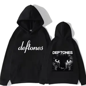 Deftones Cat Hoodie for Women in Y2K Sudaderas Style with Punk Rock Band Aesthetic