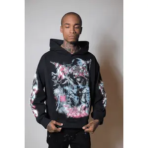 Rix Black Rhinestone Oversized Hoodie