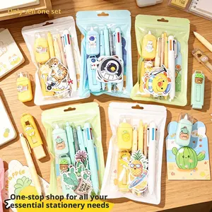 Creative Theme Stationery Set, 8 Pieces, Student Learning Supplies, Back-To-School Stationery Set, Includes Pencil, 6-color Pen, Eraser, Stickers, Notebook, perfect school supplies, and holiday gifts