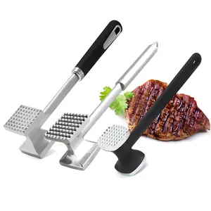 Double-sided Meat Tenderizer, 1 Count Stainless Steel Meat Tenderizer, Meat Hammer, Meat Mallet, Kitchen Utensils & Gadgets