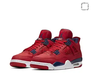 Red Pebbled Leather High-Top Athletic Basketball Shoes