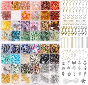 Crystal Chips Beads Ring Making Kit, Gemstone Crystal Beads for Earring/Jewelry Making, Bracelets Supplies, Craft Gifts