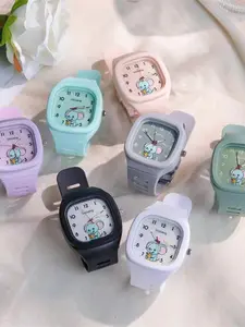 High-Value Watch Cute Cartoon Silicone Student Watch, Night-Luminous Sports Square Trendy Women Quartz Watch