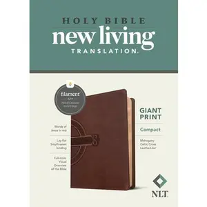USED Book - NLT Compact Giant Print Bible, Filament Enabled (Leatherlike, Mahogany Celtic Cross, Red Letter) by New Living Translation (Imitation Leather) - english