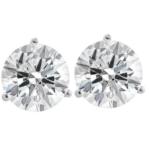 Certified 4 Ct Lab Grown Diamond Martini Screw Back Studs 14k White Gold