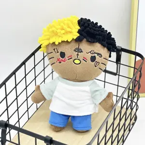 Hello Kitty xxxtentacion Yellow Black Hair Plush Doll Figure Stuffed Toys Cute Kids Boys Girls Birthday Gifts 24cm