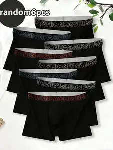 Men's Knitted Elastic Underwear, Comfortable Breathable Design, Perfect Fit for Sports and Daily Wear, Random Colors, 6 Pack