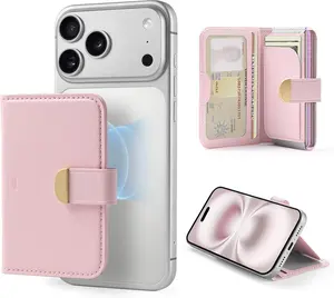 Clutch for Magsafe Wallet for Women, 5-Card Holder, RFID Blocking, Magsafe Sticker Included, Magnetic Wallet for Iphone 17/16/15/14/13/12 Series (Not Mini) and Select Samsung Devices, Pink ESR