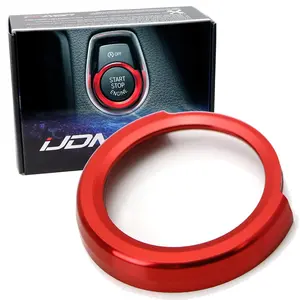 iJDMTOY Anodized Red Aluminum Keyless Engine Push Start Button Decoration Ring Trim For BMW 2 3 4 Series X1 (F22 F30 F32 F34 F48)